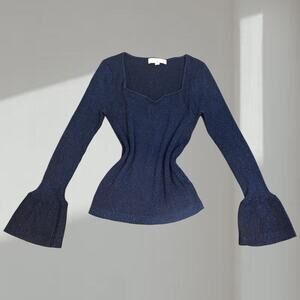 Loft navy blue knit top with glitter